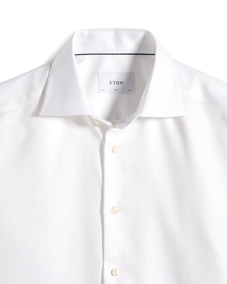 Eton Herringbone Signature Twill Slim Shirt in White, view 2