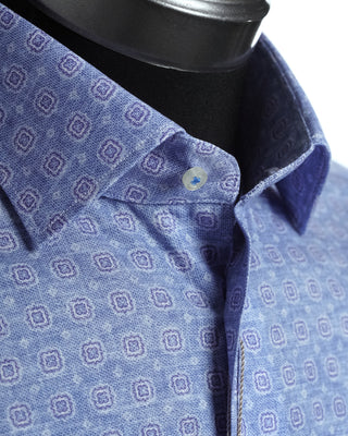 Modern Fit Geometric Print Stretch Poplin Shirt