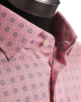  Emanuel Berg Pink Geometric Print Stretch Poplin Shirt 