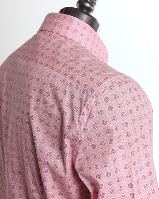 Emanuel Berg Modern Fit Pink Geometric Print Stretch Poplin Shirt