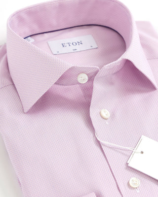 Eton Pink Fine Pique Cotton Slim Shirt 