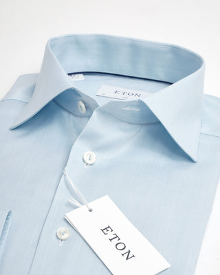 Eton Solid Light Blue Royal Twill Slim Shirt