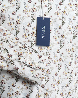 Eton Floral Print Contemporary Fit Cotton Shirt