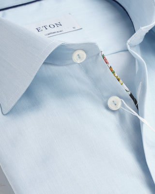 Eton Light Blue Solid Royal Twill Contemporary Shirt W Contrast Piping