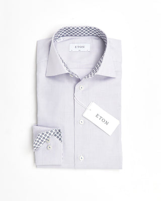 Eton Mauve Cotton-Tencel Slim Shirt w/ Contrast Collar