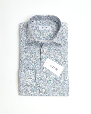 Eton Cotton-Tencel® Paisley  Print Slim Shirt 