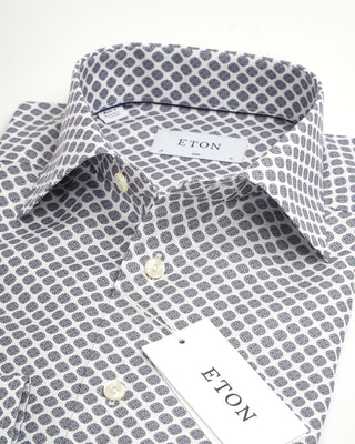 Eton Medallion Print Cotton-Tencel Slim Shirt 