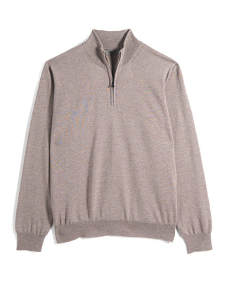 Ferrante Solid Extrafine Merino Wool 12 Gauge Quarter Zip Sweater 755
