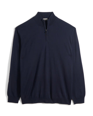 Ferrante Solid Extrafine Merino Wool 12 Gauge Quarter Zip Sweater 771