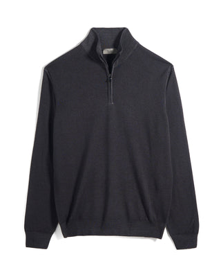 Ferrante Frosted Extrafine Merino Wool 12 Gauge Quarter Zip Sweater 722