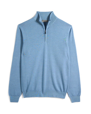 Ferrante Frosted Extrafine Merino Wool 12 Gauge Quarter Zip Sweater 781