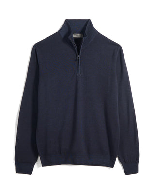 Ferrante Frosted Extrafine Merino Wool 12 Gauge Quarter Zip Sweater 735