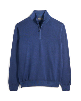 Ferrante Frosted Extrafine Merino Wool 12 Gauge Quarter Zip Sweater 746