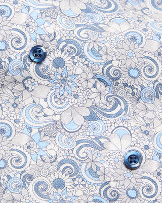 Emanuel Berg Paisley/Floral Print Modern Fit Shirt Blue 4 8518