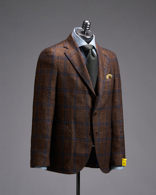 Gabo Napoli Windowpane Wool Silk Linen Sport Jacket 1043