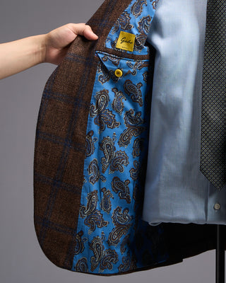 Gabo Napoli Windowpane Wool Silk Linen Sport Jacket 1049