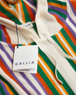 Gallia Multicoloured Intarsia Stripes Beach Lightweight Hoodie
