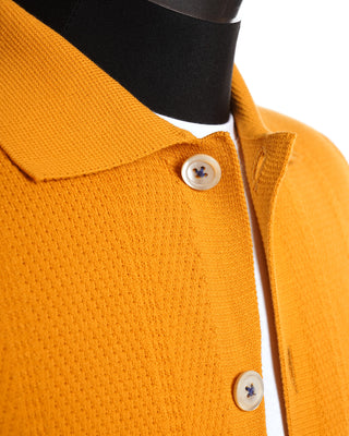 Gallia Squash Yellow Multi Knit Short Sleeve Overshirt