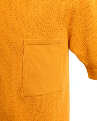 Gallia Squash Yellow Multi Links Knit Short Sleeve Polo