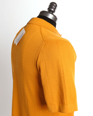 Gallia Squash Yellow Knit Short Sleeve Overshirt