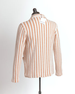 Gallia Ivory Orange Pinstripe Bouclé Sweater