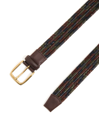 Leyva Leather Braided Stretch Belt Brown/Navy/ Green 10328