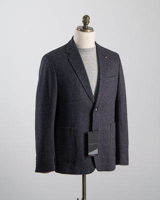 Bugatti Flexcity Comfort Stretch Herringbone Knit Sport Jacket Navy / Blue / Grey 1339