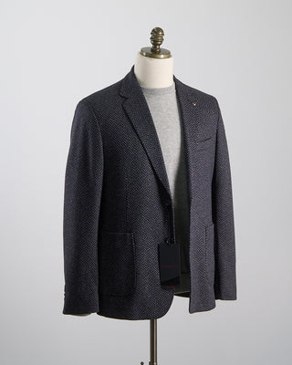 Bugatti Flexcity Comfort Stretch Herringbone Knit Sport Jacket Navy / Blue / Grey 1340