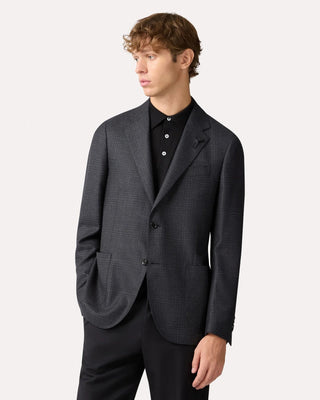 Lardini Tonal Check Iconic Fit Soft Stretch Sport Jacket Navy / Blue / Grey 1