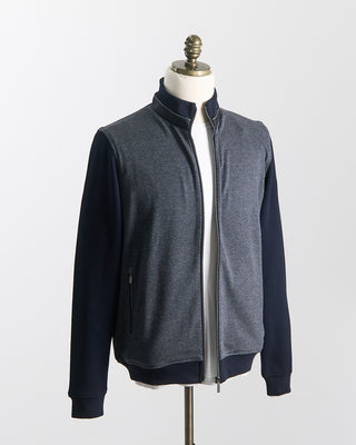 Bugatti Easy Care Cotton Full Zip Sweater Jacket Navy / Blue / Grey 2526