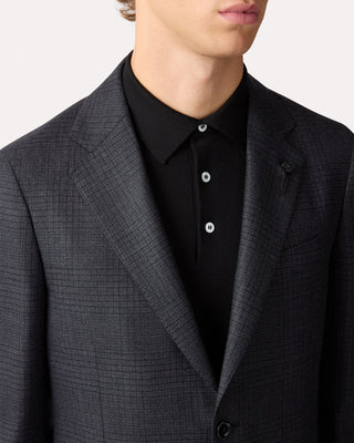 Lardini Tonal Check Iconic Fit Soft Stretch Sport Jacket Navy / Blue / Grey 3