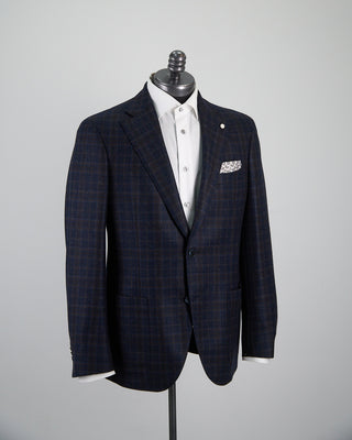 Luigi Bianchi Mantova Wool Check Sport Jacket Navy / Blue / Grey 