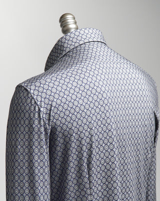 Emanuel Berg Medallion Pattern Modern 4Flex Stretch Knit Shirt Navy / Blue / Grey  1