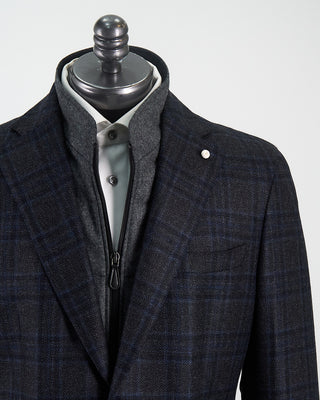 Luigi Bianchi Mantova Wool Check Travel Sport Jacket Navy / Blue / Grey  1