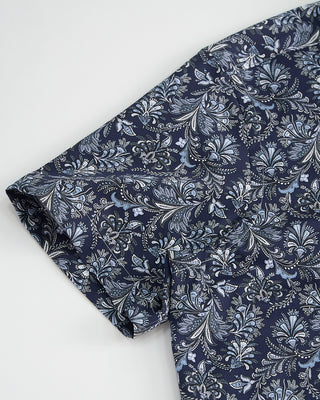 Blazer x Royal Shirt Elegant Floral Paisley Print Cotton Short Sleeve Shirt Navy / Blue / Grey  1