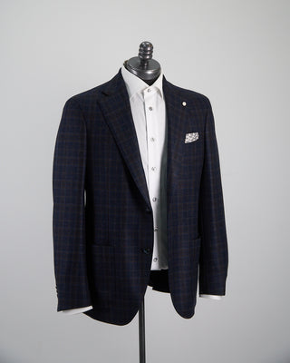 Luigi Bianchi Mantova Wool Check Sport Jacket Navy / Blue / Grey  1