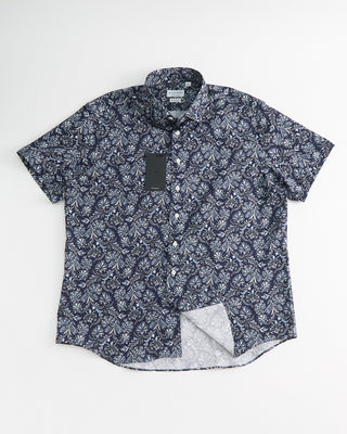 Blazer x Royal Shirt Elegant Floral Paisley Print Cotton Short Sleeve Shirt Navy / Blue / Grey  3