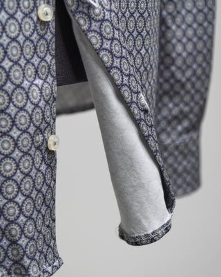 Emanuel Berg Medallion Pattern Modern 4Flex Stretch Knit Shirt Navy / Blue / Grey  3