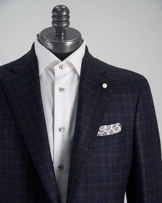 Luigi Bianchi Mantova Wool Check Sport Jacket Navy / Blue / Grey  3