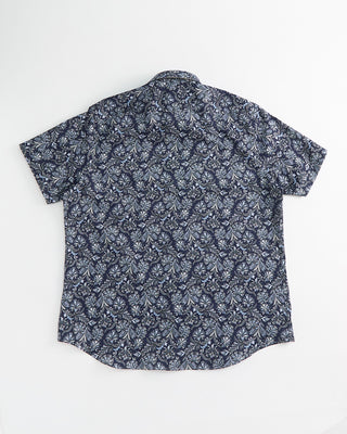 Blazer x Royal Shirt Elegant Floral Paisley Print Cotton Short Sleeve Shirt Navy / Blue / Grey  5