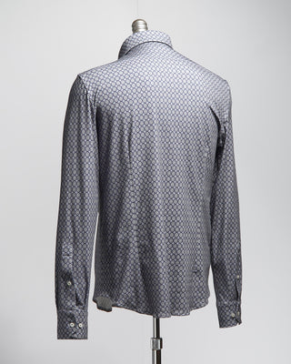Emanuel Berg Medallion Pattern Modern 4Flex Stretch Knit Shirt Navy / Blue / Grey 