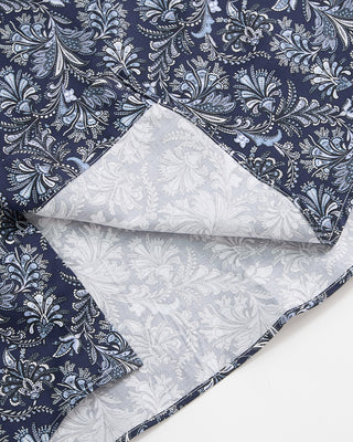 Blazer x Royal Shirt Elegant Floral Paisley Print Cotton Short Sleeve Shirt Navy / Blue / Grey 