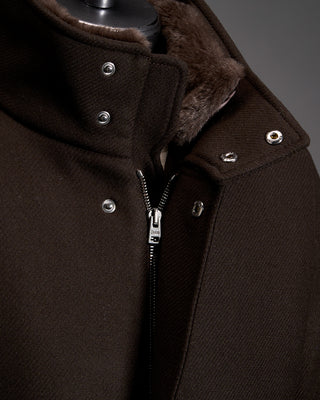 Herno Wool Carcoat With Faux Fur Collar 3377