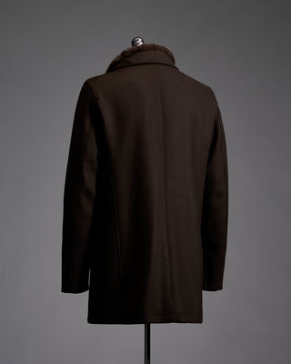 Herno Wool Carcoat With Faux Fur Collar 3378