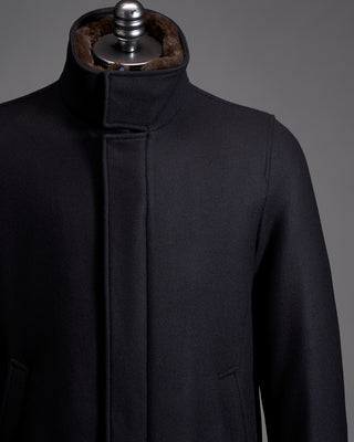 Herno Wool Carcoat with Faux Fur Collar 3395