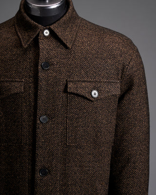 Harris Wharf London Donegal Herringbone Overshirt 3540