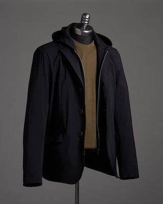 Herno Packable Lightweight Twill Blazer W/ Hood  Windguard Black 1 7621
