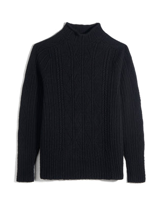 Inis Meain Aran Cable Knit Mock Neck Sweater 2387