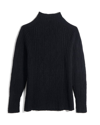 Inis Meain Aran Cable Knit Mock Neck Sweater 2391