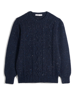 Inis Meain Aran Cable Knit Merino Cashmere Crewneck 2421